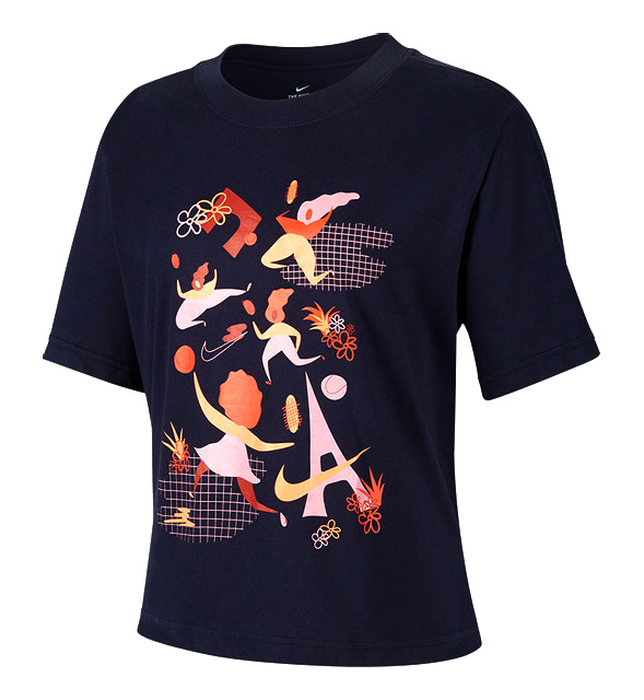 Granatowa koszulka Nike Court Victory Dri-FIT DD9628-451 S – przód z różami