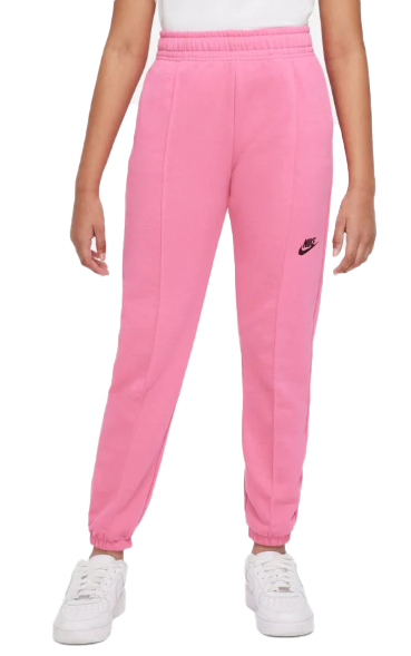 Różowe spodnie dziewczęce Nike NSW French Terry Fleece DV0653684 XL z logo Swoosh