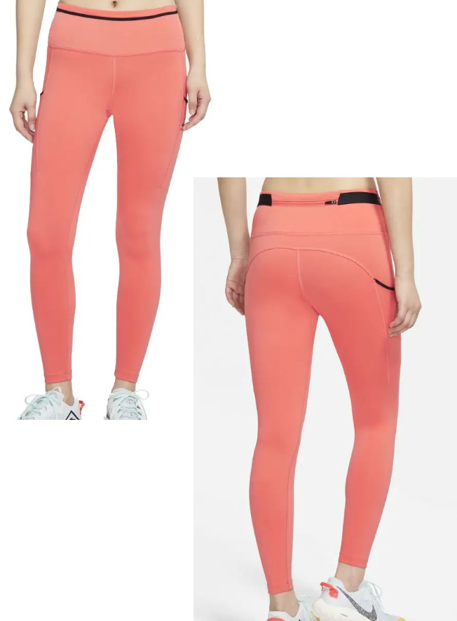 Legginsy Nike Trail Running Epic Luxe Reflective pomarańczowe S bok