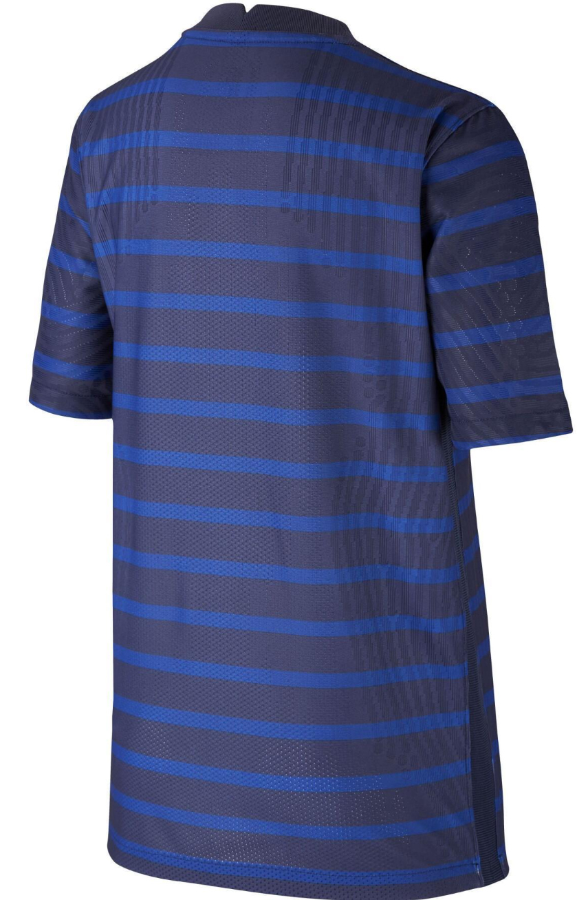 Ciemnoniebieska koszulka junior Nike Francja 2020 CD0922498 S 128-137 cm detal z kogutem