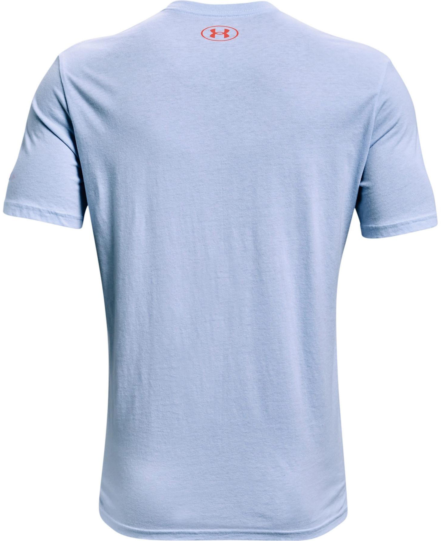 Niebieska męska koszulka Under Armour HeatGear 1361666-438 L przód z nadrukiem Vertical