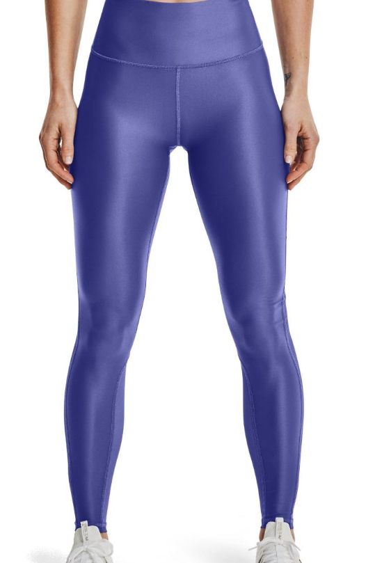 Damskie fioletowe legginsy Under Armour Iso-Chill 1361038-561 SM bok z siateczką na łydce