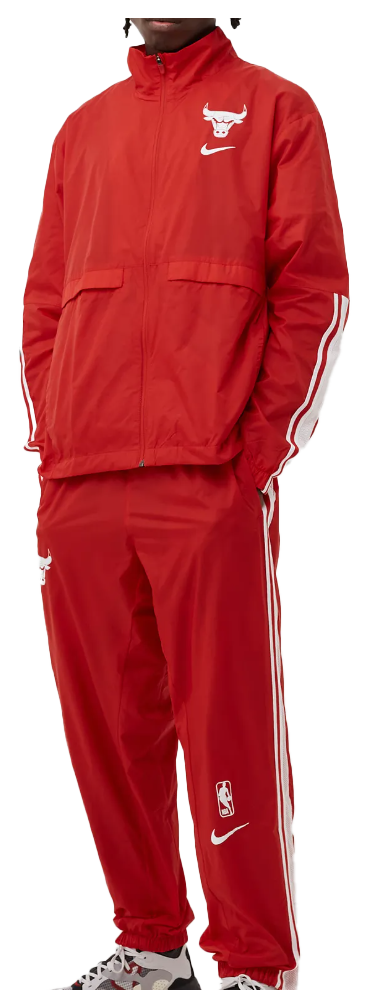 Czerwony męski komplet dres Nike NBA Chicago Bulls Courtside DN8858-657 M przód z kurtką na suwak