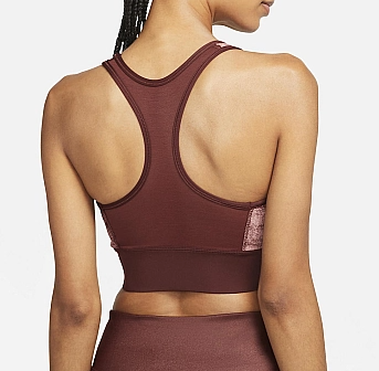 Brązowy biustonosz sportowy Nike Air Swoosh Dri-FIT L bok z detalami