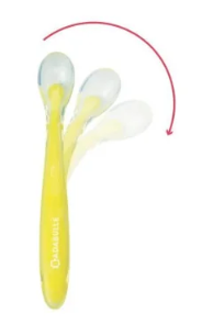 Badabulle łyżki silikonowe detal żółto-miętowe 6 sztuk