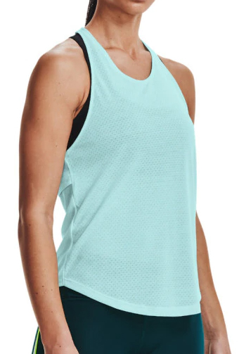 Niebieski damski top Under Armour Run 1361372441 SM przód z logo i odblaskami