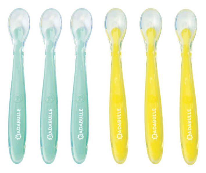 Łyżki silikonowe Badabulle żółto-miętowe 6 szt. dla dzieci