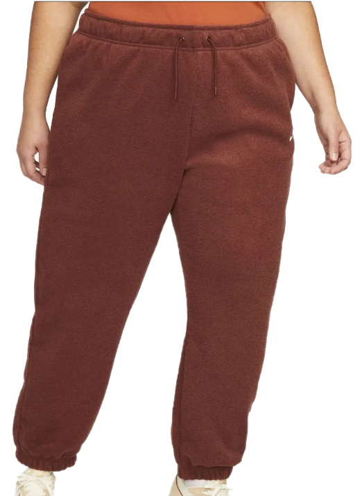 Brązowe damskie spodnie Nike Sportswear Plush Jogger DM9200-273 1X przód z wysokim stanem