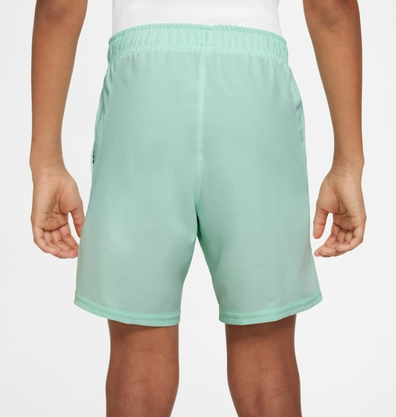 Zielone spodenki juniorskie Nike Court Flex Dri-FIT CI9409379 XL z logo Nike Swoosh