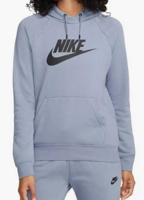 Niebieska damska bluza Nike Sportswear Essential z Kapturem DX2319-493 L przód z regulowanym kapturem
