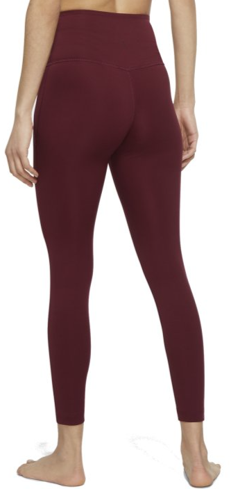 Bordowe legginsy damskie Nike DD5772-638 S bok z wysokim stanem