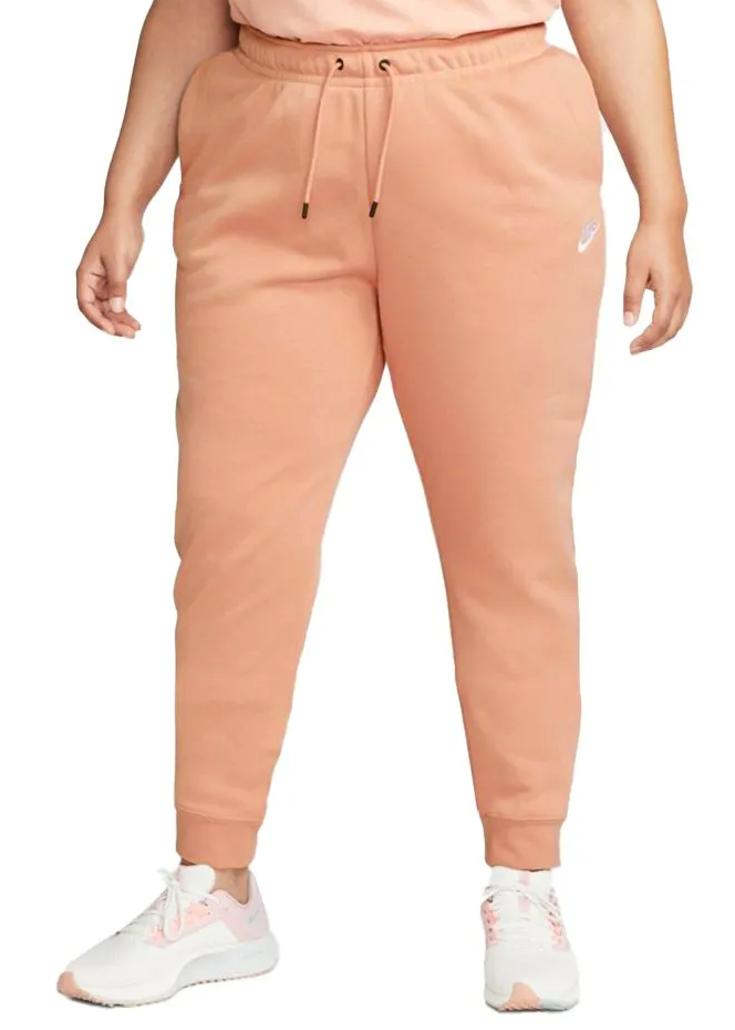 Różowe damskie spodnie Nike NSW Essential Fleece Plus DM9285-609 3X przód z miękką dzianiną