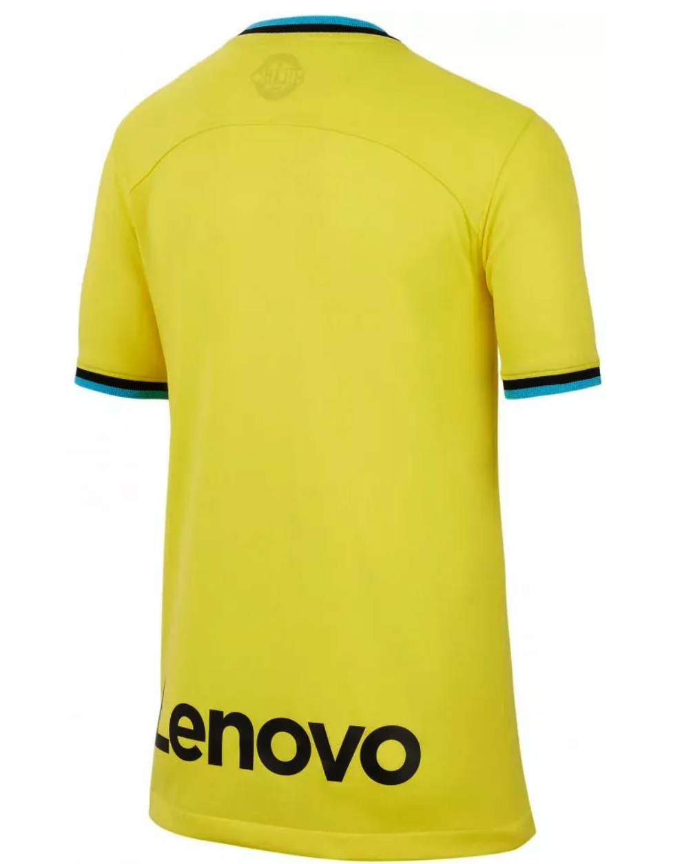 Żółta koszulka młodzieżowa Nike Inter Mediolan 2022/23 DN2738-715 XL bok z logo Nike Swoosh
