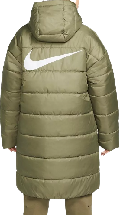 Zielona damska kurtka parka Nike Sportswear Therma-FIT Repel Loose DJ6999-222 XS przód z zamkiem full zip
