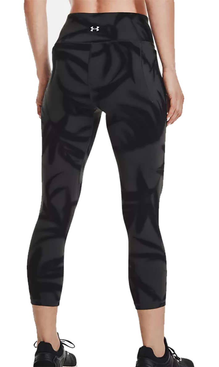 Damskie multikolor legginsy Under Armour Meridian Crop 1361001-010 SM bok z boczną kieszenią