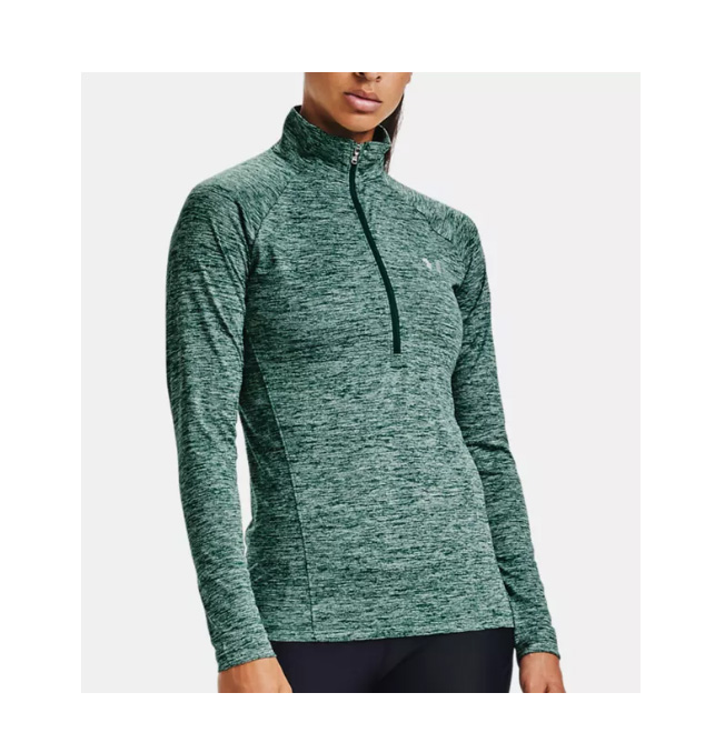 Zielona koszulka sportowa damska Under Armour 1320128386 SM bok z zamkiem 1/2