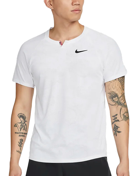 Biała męska koszulka polo Nike Dri-FIT DA4362-100 L przód z dekoltem V
