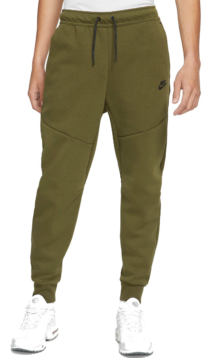Khaki męskie spodnie Nike Sportswear Tech Fleece CU4495-326 S przód z elastycznym pasem