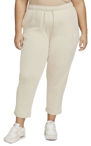 Beżowe spodnie dresowe damskie Nike DJ6677-126 1X przód z logo NSW