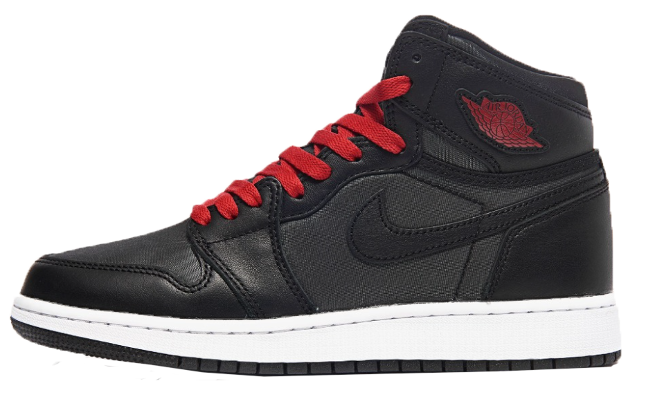 Czarne młodzieżowe sneakersy Nike Air Jordan 1 Retro High OG GS 575441-060 r. 37,5 z czerwonymi sznurówkami