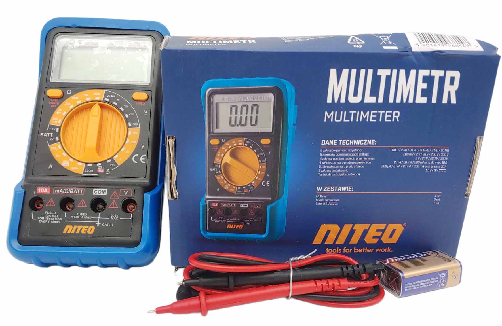 Multimetr cyfrowy uniwersalny z wyświetlaczem LCD i etui