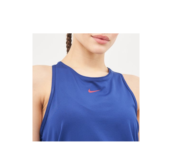 Niebieski damski top Nike Pro All Over Mesh AO9966-455 XL tył z przewiewną siateczką