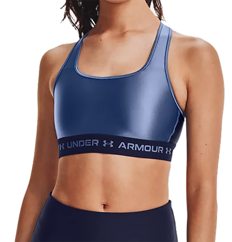Niebieski biustonosz sportowy Under Armour Crossback Compression SM przód