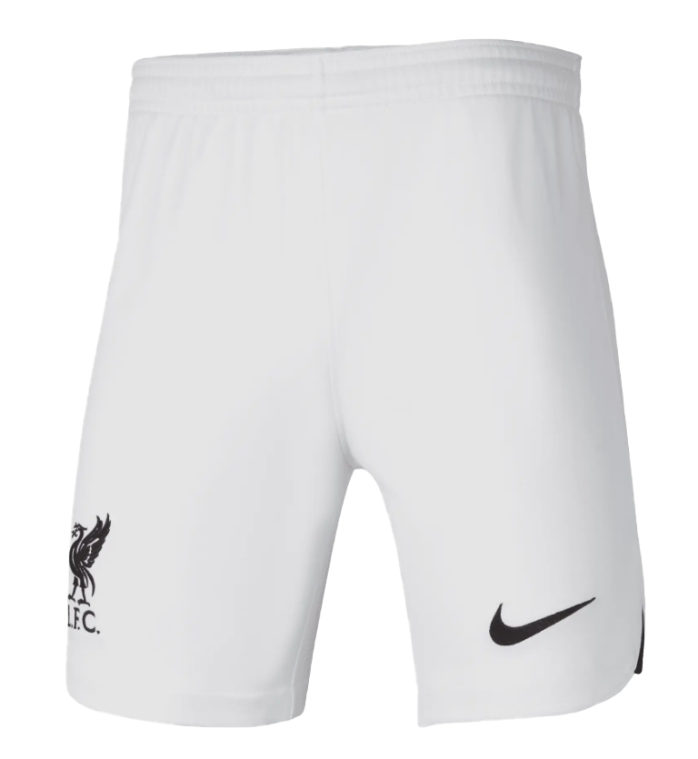 Białe spodenki juniorskie Liverpool FC 2022/23 Away DN2749100 L z technologią Dri-FIT