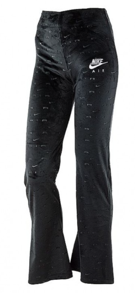 Czarne damskie spodnie Nike Air Sportswear Welur Dzwony DD5451-010 M przód z elastyczną talią