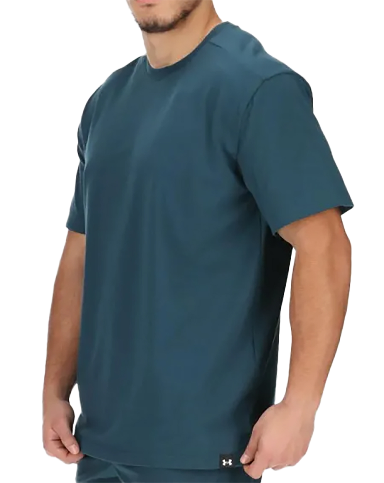 Zielona męska koszulka Under Armour Loose Baseline 1361918463 L detal dekoltu