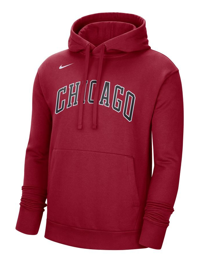Bordowa męska bluza Nike NBA Chicago Bulls City Edition Fleece DN8655-698 M przód z kangurką