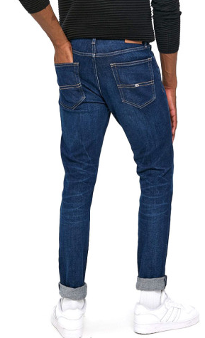 Niebieskie jeansy męskie Tommy Jeans Austin Slim DM0DM12520 33/34 bok z kieszenią
