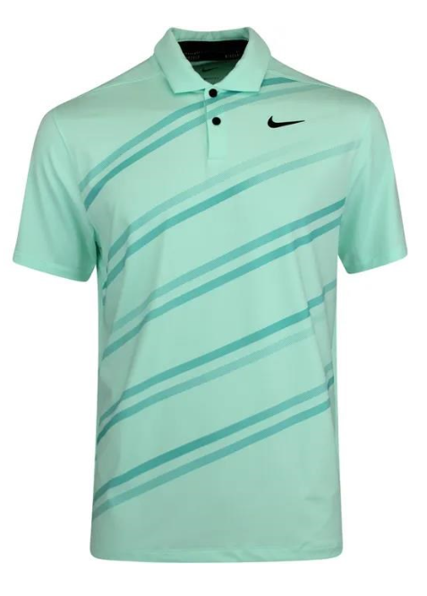 Zielona koszulka polo męska Nike Vapor Print Dri-FIT DH0791379 M przód z paskami