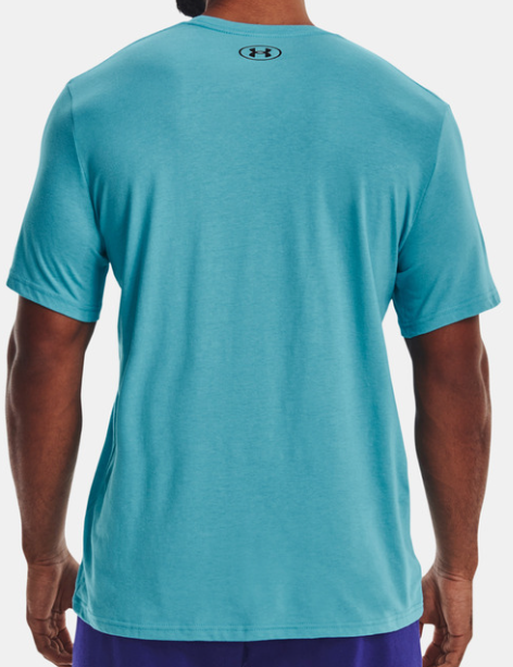 Niebieska męska koszulka Under Armour HeatGear Loose 1326799476 L detal dekoltu