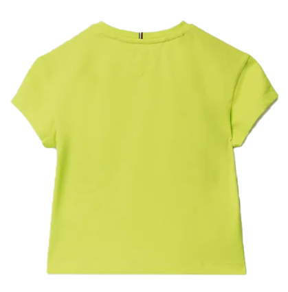 Zielona koszulka dziewczęca Tommy Hilfiger KG0KG06172 98 cm detal z logo