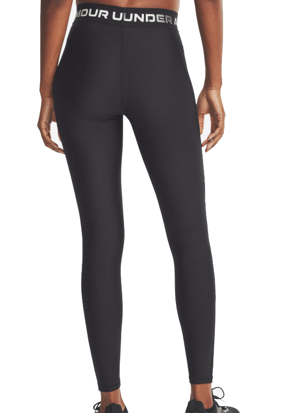Damskie czarne legginsy Under Armour HeatGear 1365353-001 SM bok z boczną kieszenią