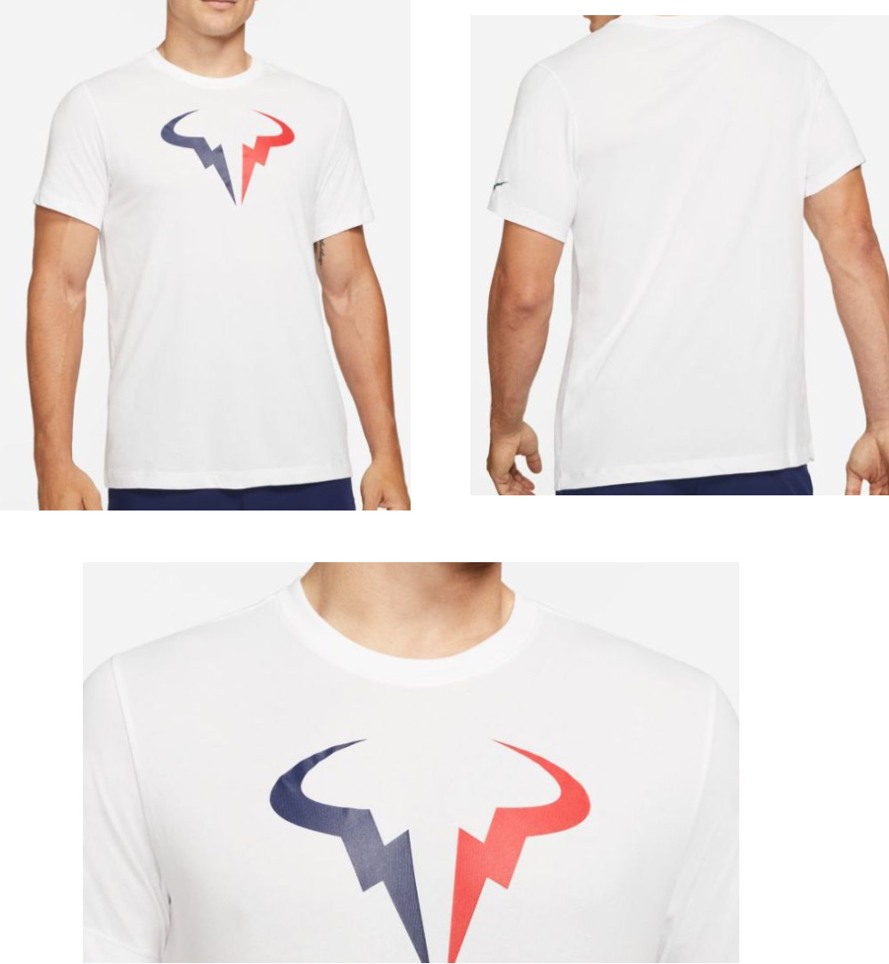 Biała męska koszulka Nike Court Rafa Dri-FIT DJ2582-100 rozmiar M przód z logo byka Nadala