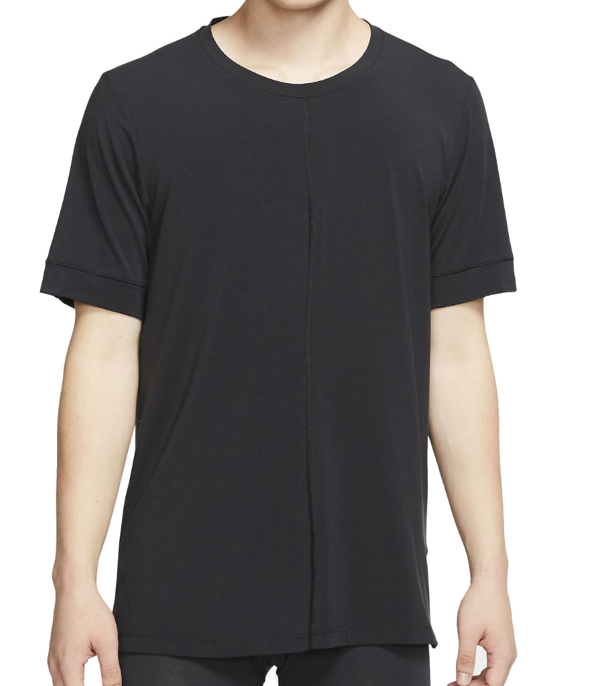 Czarna męska koszulka Nike Yoga Dri-FIT Slim Fit BV4034-010 S przód z rozciągliwą tkaniną