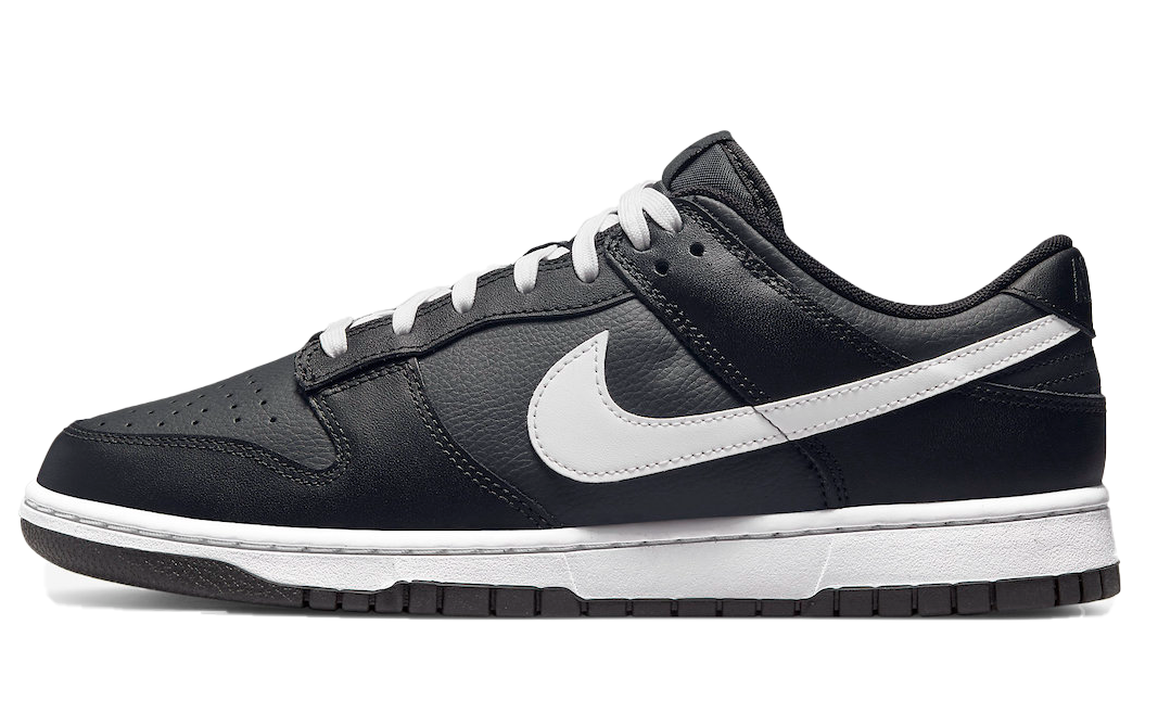 Czarne sneakersy męskie Nike Dunk Low DJ6188-002 r. 45,5 przód z białymi sznurowadłami