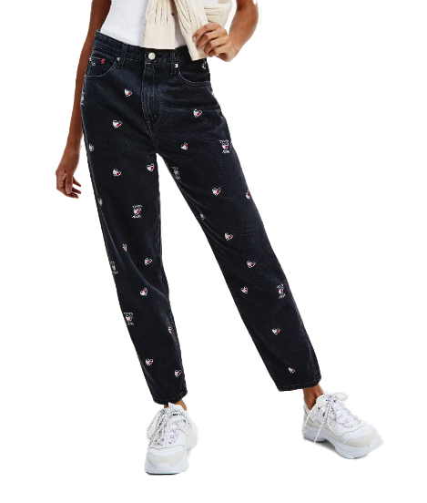 Czarne damskie jeansy Tommy Jeans DW0DW10311 34/34 przód z wysokim stanem i naszywkami logo