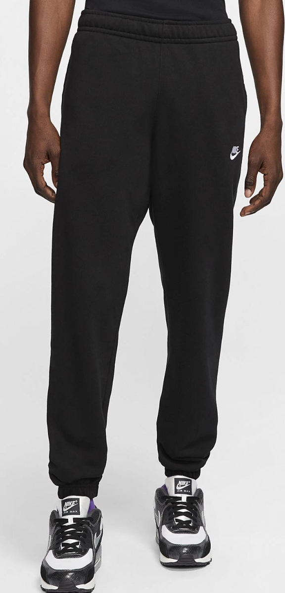 Boczny widok czarnych męskich spodni Nike CW5608-010 L ze ściągaczami na nogawkach