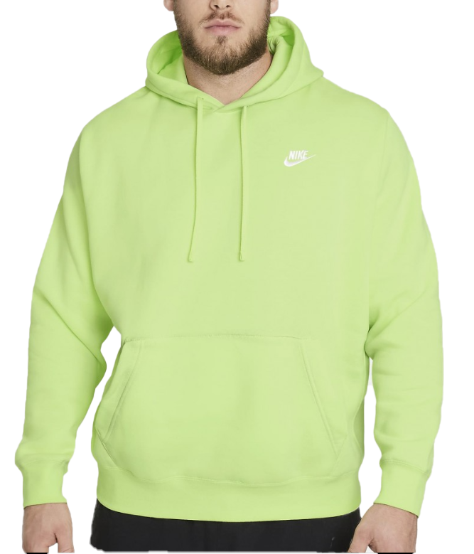 Zielona męska bluza Nike NSW Club Fleece BV2654-736 rozmiar L przód z kapturem i kieszenią kangurką