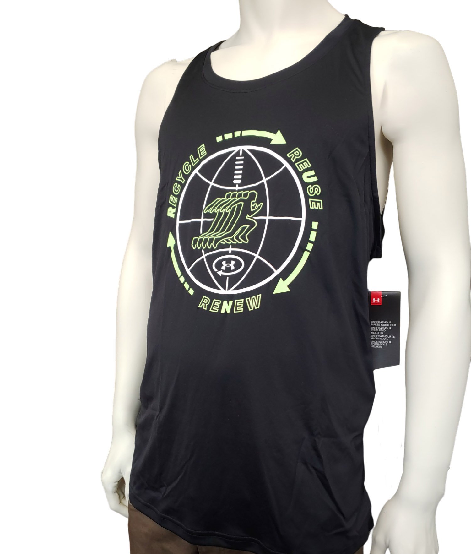 Czarny bezrękawnik męski Under Armour 1362719001 L przód z technologią HeatGear