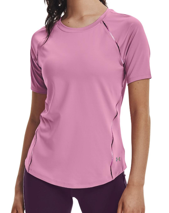 Różowa damska koszulka Under Armour Rush Scallop 1360852680 SM przód z widocznym krojem