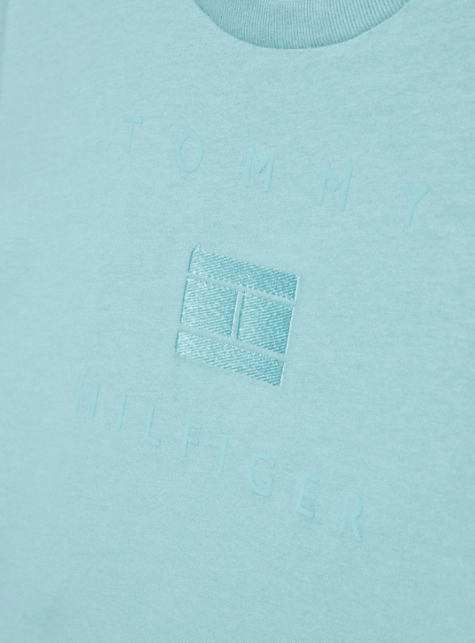 Niebieska koszulka dziecięca Tommy Hilfiger Artwork KB0KB07280 116 cm detal z logo