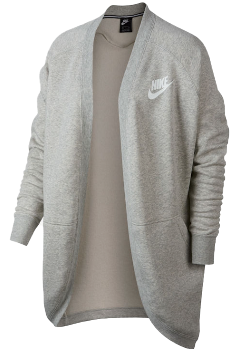 Szara damska narzutka cardigan Nike Sportswear Rally 939567-050 XL przód z wydłużonym tyłem