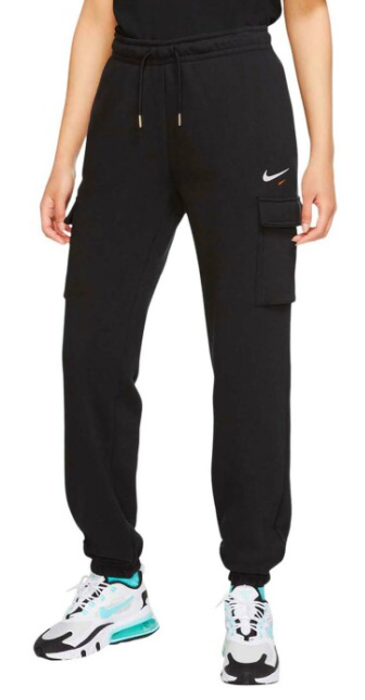 Czarne spodnie dresowe damskie Nike DC0848-010 XL przód z kieszeniami cargo
