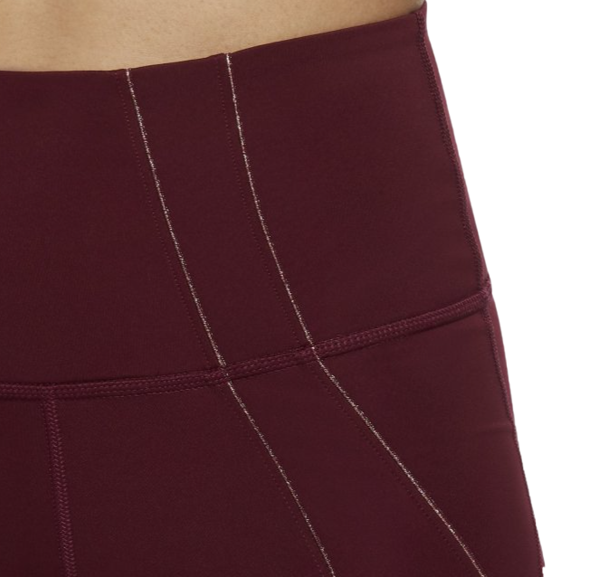 Bordowe legginsy damskie Nike DD5772-638 S detal z logo Nike