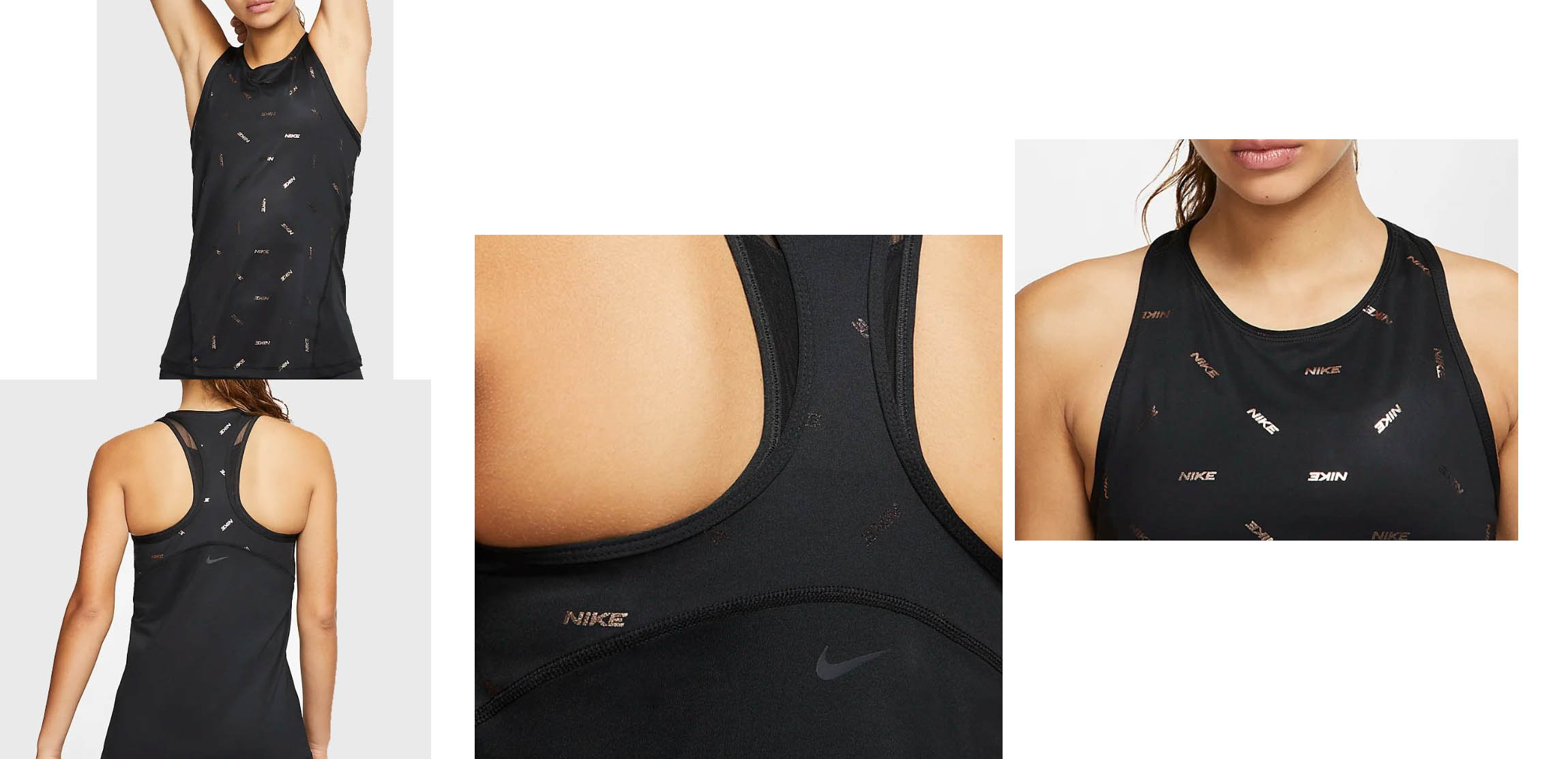 Czarny damski tank top Nike Pro CQ9298-010 XL tył z sportowym krojem pleców