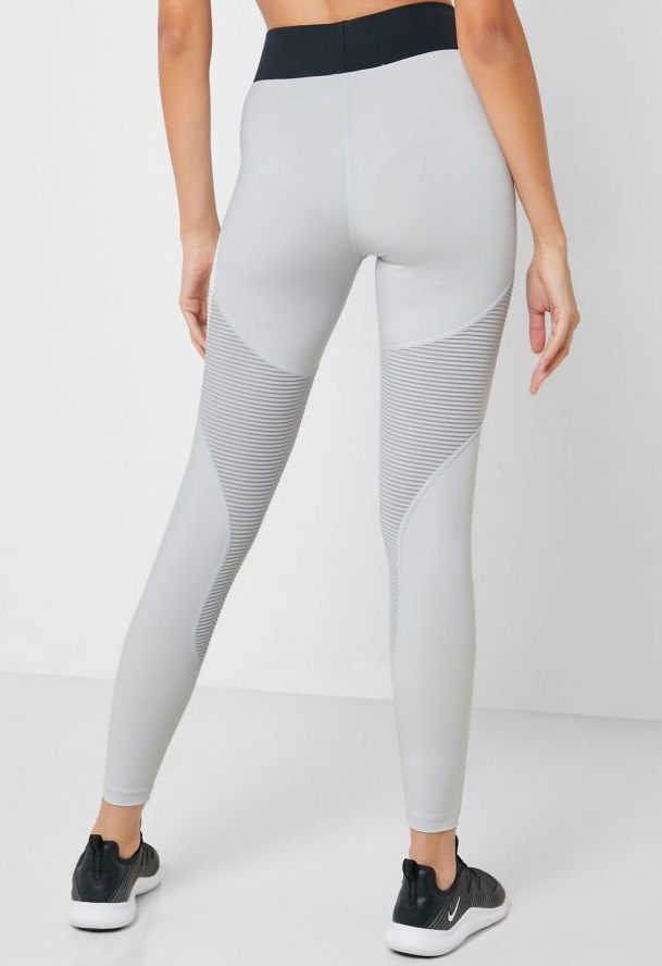 Szare damskie legginsy Nike Pro AeroAdapt CJ3593028 L bok z panelami AeroAdapt